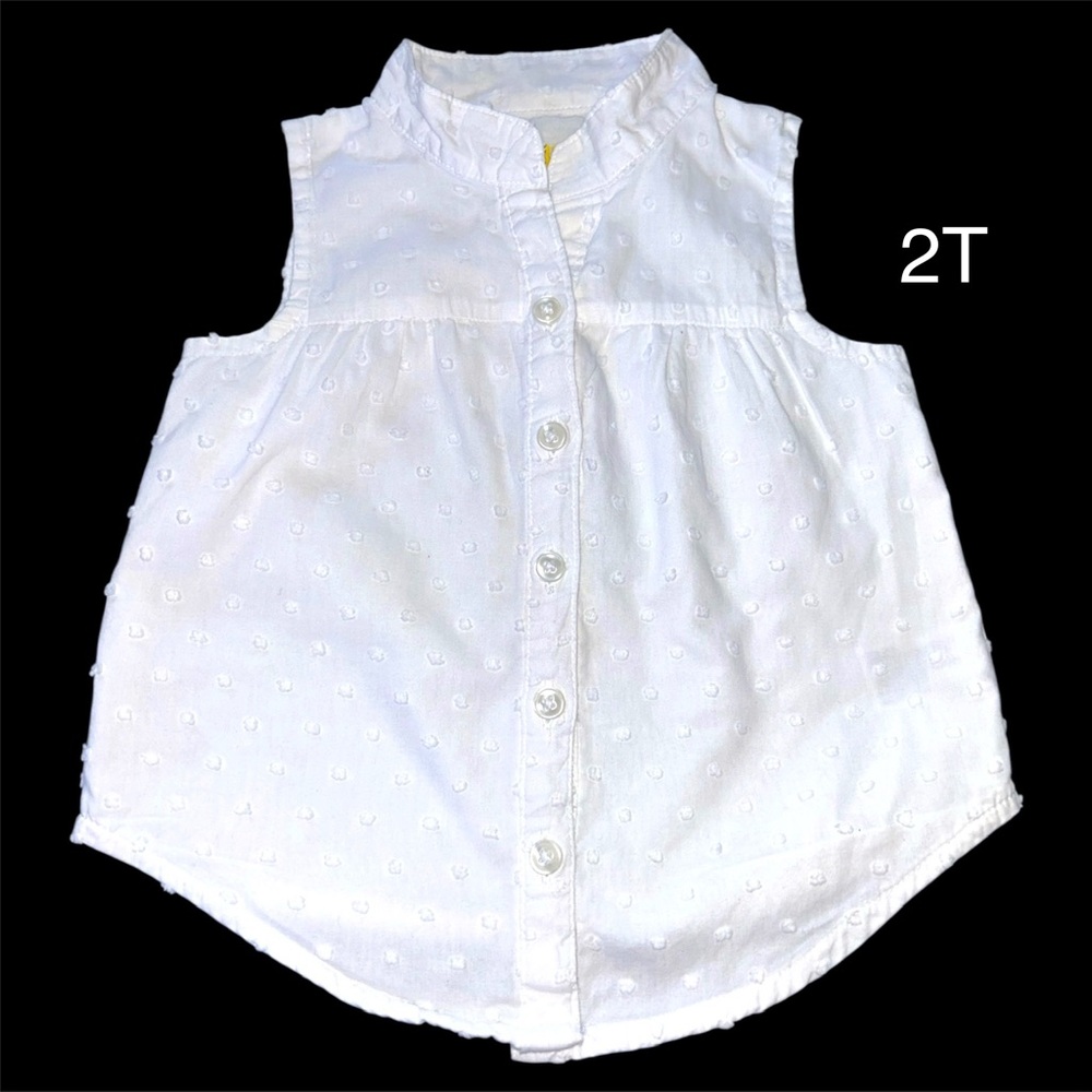 Oshkosh Toddler Girl White Sleeveless White Button-Up Blouse Size 2T